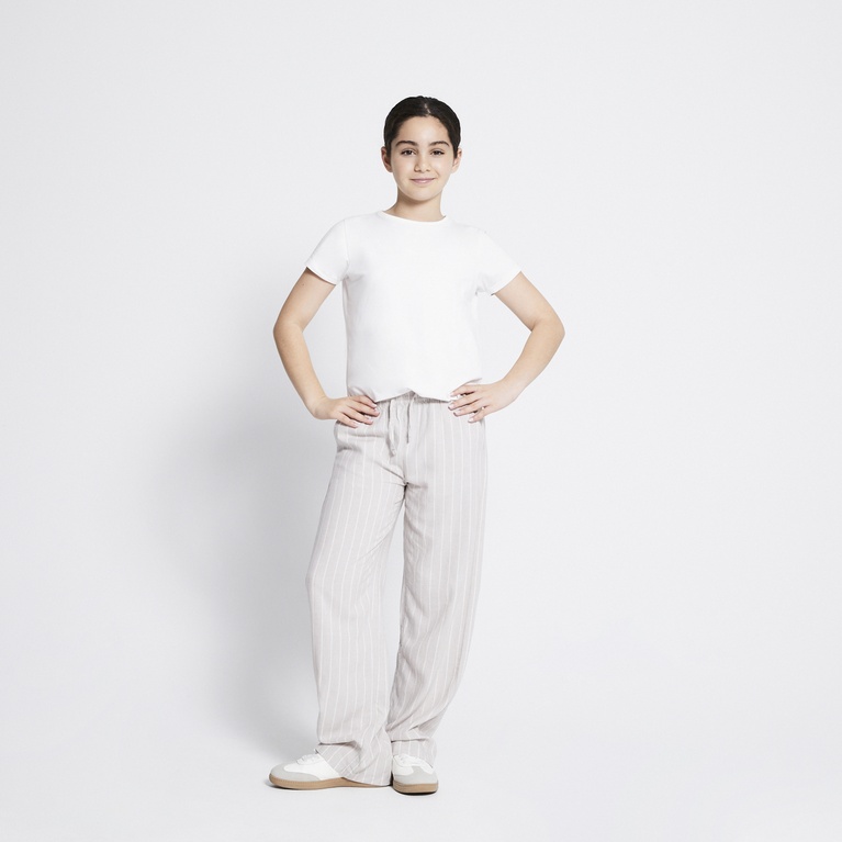 Linen blend pants "Roxy striped star" Beige